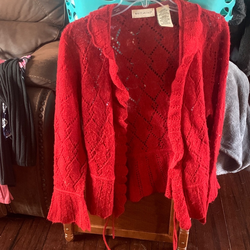 White Stag Red Open-Front Cardigan